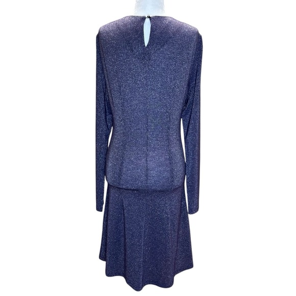 Musier Paris - Mini, Long Sleeve, Shimmer Knit Dress - Size 4-US (36 FR) Purple - Picture 4 of 17